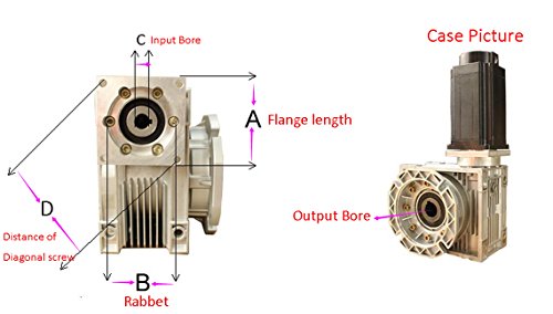 Worm Gear Speed Reducer NEMA23 Stepper Gearbox Ratio 40:1 for Servo/Stepper Motor