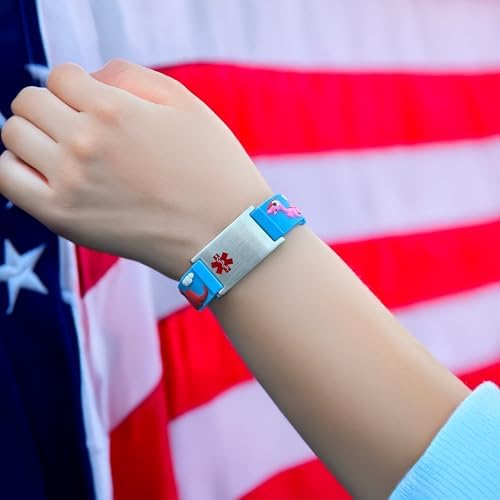 LinnaLove cartoon medical alert id bracelets Parents gift to Son, daughter, brother, sister