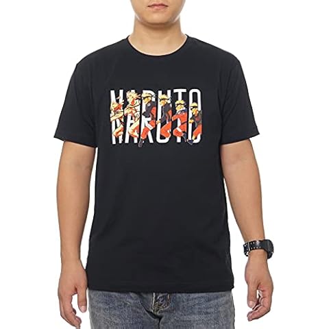 GMYG Anime Naruto Uzumaki Konoha The Nine-Tails Evolution Japanes Manga Print Graphic Premium Short Sleeve Men Women 100% Cotton T-Shirt (Black, M) Cover