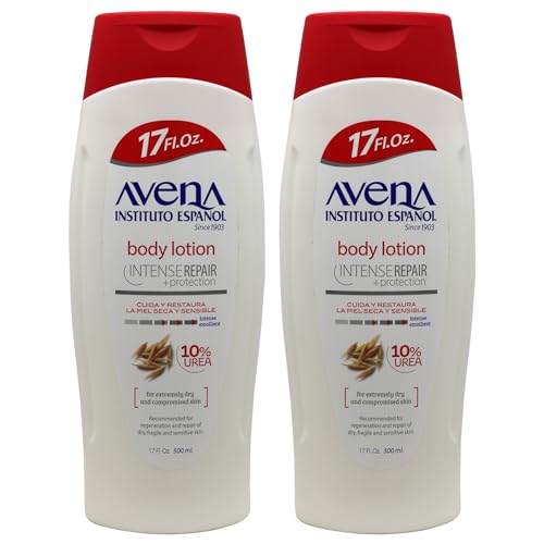 Avena Instituto Espanol Intense Repair Protection Body Lotion for Sensitive Skin Soothes The Skin Intense Emollient Soft and Glowing Skin Dry Skin 17 Fl Oz Each 2- Pack Bottles