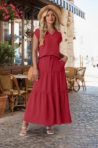 Lepunuo Women 2 Piece Outfits Skirt Sets Flowy Maxi Skirts Sets Beach Casual Travel Vacation Outfits — view 3
