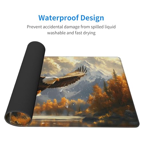 Image of Fall Eagle Landscape Extended Gaming Mouse Pad, with Stitched Edges Large Mouse Pad Desk Protector, Rubber Base Mousepad Keyboard Mouses Mat for Work Game Office Home- 32 inch X 12 inch Inch,E710