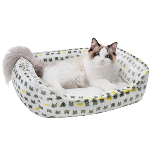 AIWIKIDE Dog Sofa Bed, Anti-Anxiety Puppy Cuddler Bed for Puppy Dog & Cat, Rectangle Washable Bed with White Mattress, Extra Small