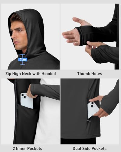 Image of Roadbox Men's UPF 50+ Zip Up Sun Hoodie, UV Protection Lightweight Jacket
