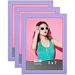 Icona Bay 7x5 Picture Frames (Purple, 3 Pack), Coloured Solid Wood Scandinavian Style Frames for Photos, Pizzazz Collection