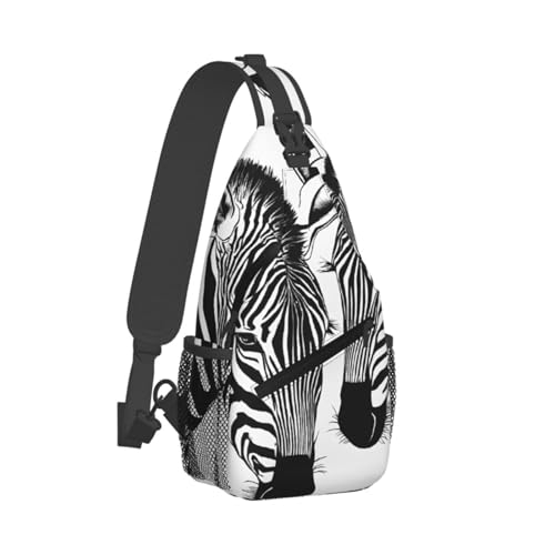 BWPDPXFJ Brusttasche mit abstraktem Tier-Zebramuster, diagonal, leicht, verstellbarer Riemen, hohe Kapazität, für Reisen und den täglichen Gebrauch