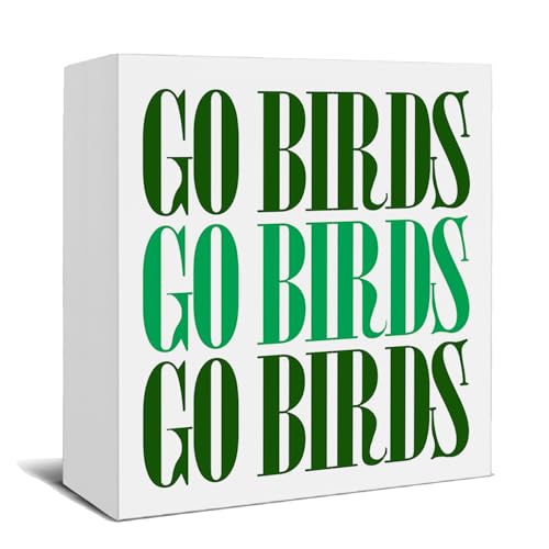 HSIASHENG Trendy Green Football Wooden Box Sign, Gifts for Football Lovers Players Fans, Retro Sports Ball Wood Signs for Boys Bedroom Gym Sports Room Home Office Decor, 5x5 Inch