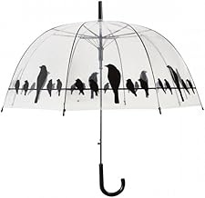 Transparent Umbrella Birds on a Wire, Transparent/Green