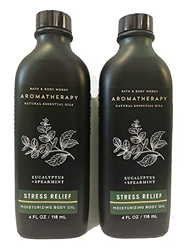 2 pack Bath and Body Works Aromatherapy Eucalyptus Spearmint Stress Relief Moisturizing Body Oil