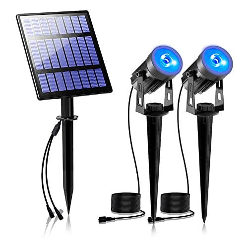 T-SUNUS Solarlampe Garten, Solarleuchte Garten Gartenleuchten Solar Außen Auto Ein/Aus IP65 Wasserdicht Gartenstrahler für Baum Terrasse Hof Blau Cover