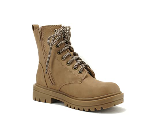 Image of Soda FIRM - Lug Sole Combat Ankle Bootie Lace up w /Side Zipper