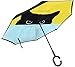 Produktbild Lustiger schwarzer Katzen-Grün-Gelb-umgekehrter Regenschirm Windundurchlässiger u. Wasserdichter Rückklappschirm C-förmig