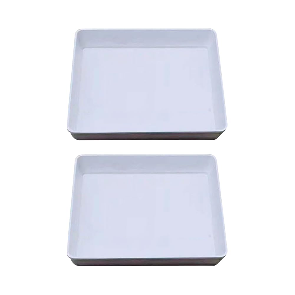 FSSTUD 2 Pcs 22.5cm Square Plastic Plant Saucer Plant Pot Water Draining Receiving Tray Flower Pot Drip Dish Plates Garden Planter Drainage Saucers Seedling Growing Tray for Pots Base White