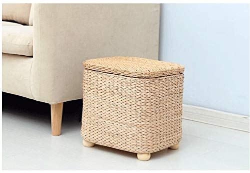 Cdyd Rattan Wicker Storage Stool Ottoman Multifunctional Household Door Sofa Side Footstool End Table Bench Pouf Basket 37 * 30 * 36Cm #TOP3