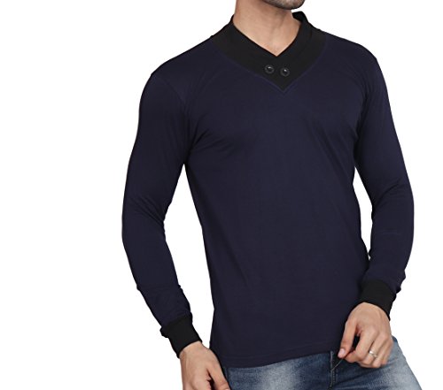 Image of EYEBOGLER Solid Men's Shawl Collar Regular Fit T-Shirt