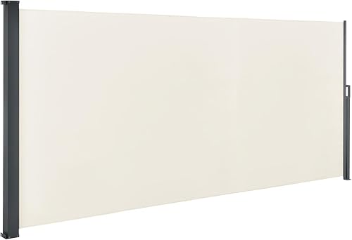 Juskys Store latéral 160 x 500 cm Extensible et Opaque, Brise-Vue pour Balcon, terrasse et Jardin, Auvent latéral avec Support Mural, Protection Solaire en Acier & Tissu Impermeable - Beige - 4