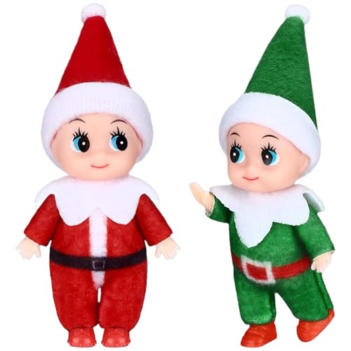 Elfo de Natal boneco, 2 peças mini boneca de Elfo de Natal, elfos de Natal boneco elfo Natal bonecas de Natal, bonecas de Natal decoração, bonecas de Natal brinquedo para meninos e meninas (B)