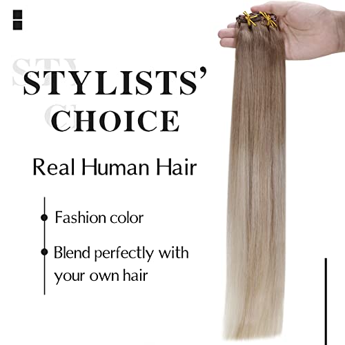 Easyouth Clip In Hair Extensions Real Human Hair Ombre Light Brown To Ash Blonde Mix Platinum Blonde Balayage Clip In Extensions Human Hair Extensions Clip In Long Hair For Women 18 Inch 5Pcs/70G #TOP6