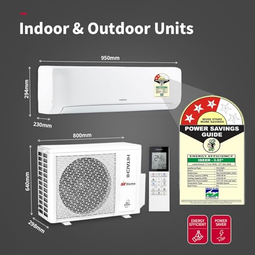Image of Hitachi 2 Ton 3 Star Xpandable+ Inverter Split AC (100% Copper, 4-Way Swing, ice Clean, Dust Filter, 3400SXL RAS.D322PCBIBS, White)