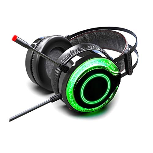 Green Wired Surround Sound Computer Gaming Headset LED Light 3.5mm+USB Deep Bass Headphone