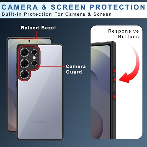 Image of CEDO Backcover for Samsung Galaxy S25 Ultra | Camera Protection Bump Shockproof Edge | Ultra Hybrid Transparent Acrylic Clear TPU+PC Hard Backcase Cover (Black)