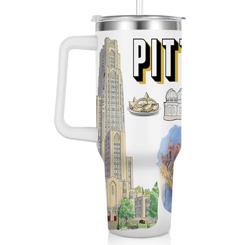 Pininerr City Tumbler 40oz,Stainless Steel Water Bottle for Hot & Cold Beverages-City Gift Idea (Pittsburgh)