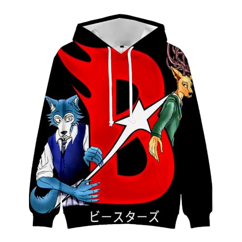 Jilijia Beastars - Sudadera con capucha de anime con estampado 3D de dibujos animados para adultos y niños, Haru/Legoshi, sudadera de manga larga unisex