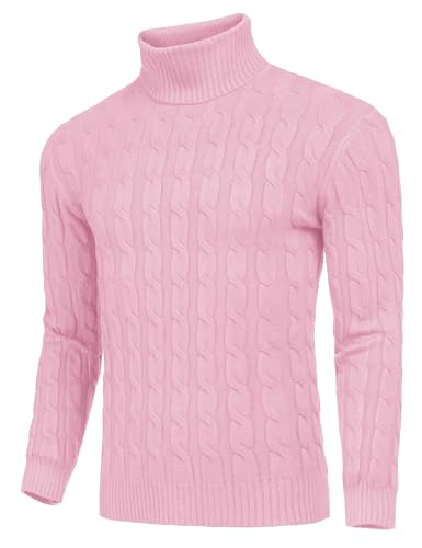 Image of COOFANDY Men's Slim Fit Turtleneck Sweater Casual Twisted Knitted Pullover