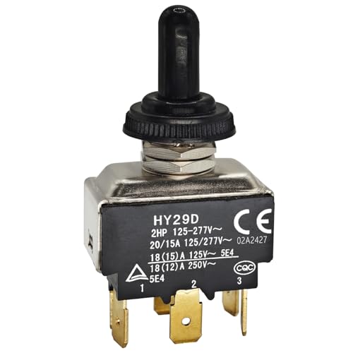 Interrupteur à bascule étanche poussière HY29D DPDT 6 broches 125V 277V pour moteur électrique
