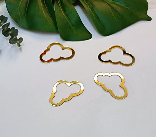 Set of 30 Gold Acrylic Cloud Mirror Crafts,Hollow Decorative Clou...