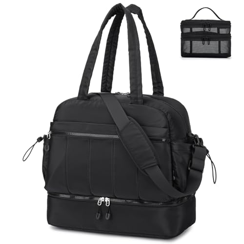 BAGZY Carry On Duffle Bag 45x36x20 cm Personal Item Bag for Delta Airline Approved, Underseat Weekend Overnight Bag, Water-Resistant Lightweight Travel Duffle Tote Bags for Men & Women Pink