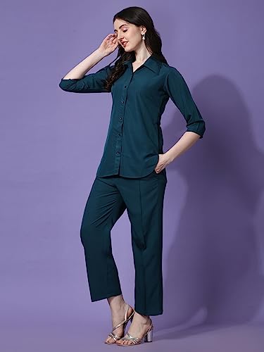 Image of Sheetal Associates Women's Solid Casual Co ords Set 2 Piece Open top & Pant Set