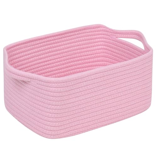 CubesLand Cute and Durable Small Cotton Rope Basket for Organizing, Woven Closet Storage Bin,Shelves Closet Storage Basket, Bathroom Storage Organizer Bin, Nursery Toy Basket Bin, Black Basket
