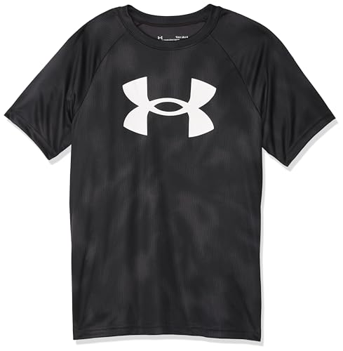 T-shirt Under Armour garcon anti-irritation grand logo noir XS