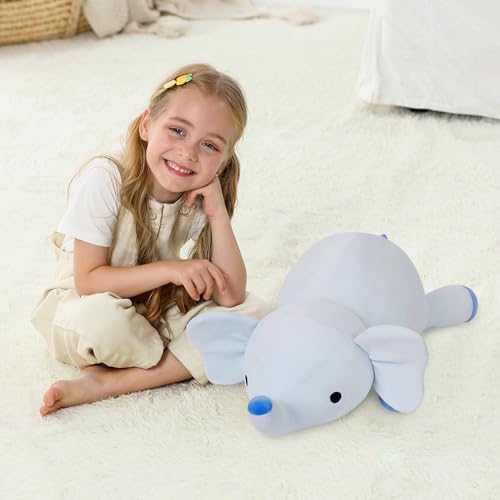 OurHonor Weighted Stuffed Animals, 4.2lbs Weighted Stuffed Animal Elephant Plush 24in, Cuddle Elephant Soft Plushie Pillows Gifts for Kids and Adults