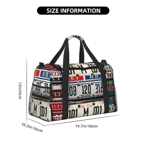 Old License Plate print Carry on Bag Underseat Personal Item Bag Travel Duffel Bag Gym Carry On Sports Bag4