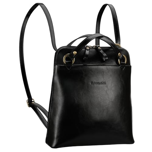 Image of Banuce Leather Convertible Backpack Purse for Women Small Shoulder Bag | Convertible and Adjustable Back Strap,Fits 9.7 inch iPad,Lightweight,Full Open Zipper Closure
