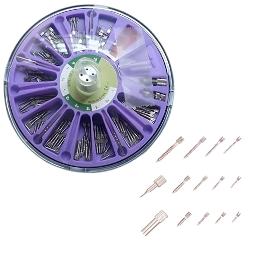 Image of Dental Titanium Steel Alloy Screw Post Root Canal Pin Conical Core Crown 120 Pcs Kit with 12 Sizes, 2 Keys & 2 Drills for Post Core Restoration