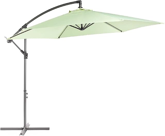 VonHaus Garden Parasol Umbrella Cantilever 3m  Banana Hanging Umbrella with Crank Mechanism  UV30+ Rated  for Outdoor, Garden, Patio  Sage Green
