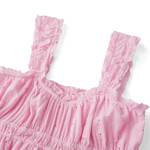 Image of Women Summer Floral Embroidery Dress Sleeveless Ruffle Loose A-line Mini Dress Beach Clubwear Streetwear