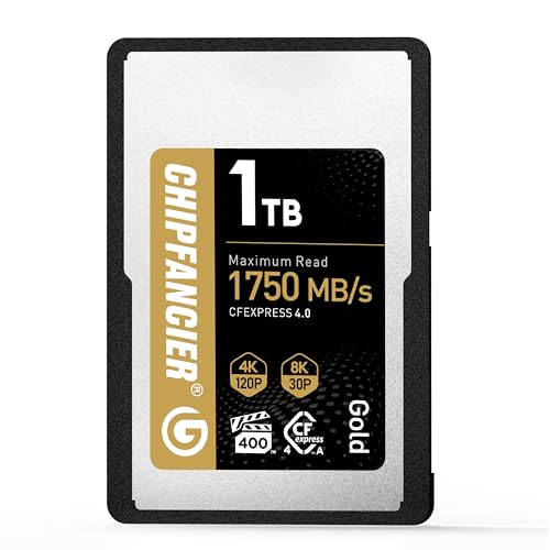 CHIPFANCIER 968GB CFexpress 4.0 Type A Card Up to 1750MB/s Read Speed & 1750MB/s Write Speed Type A Memory Card for RAW 4K/8K Video Recording Compatible with Sony Alpha Sony FX Cameras Gold