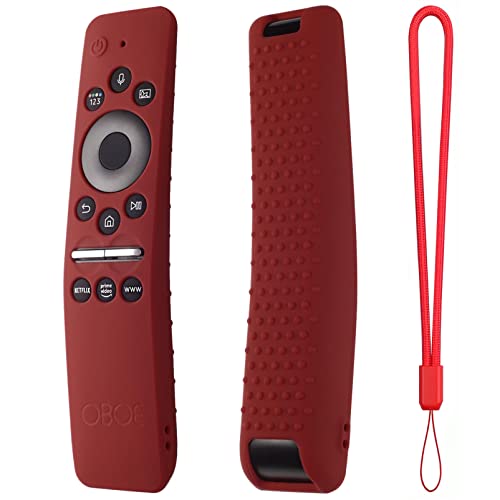 Image of Oboe Silicone Tv Remote Cover Compatible with Samsung Smart Tv Remote BN59-01312A QLED 8K 4K Protective Remote Case with Remote Loop (Wine Red) [Remote NOT Included]