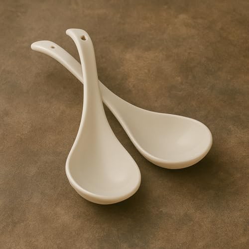 Image of Serving Spoon Ceramic Serving Spoon Set of 2 Long Handled Spoon, Ceramic Tableware Set of 2 Piece