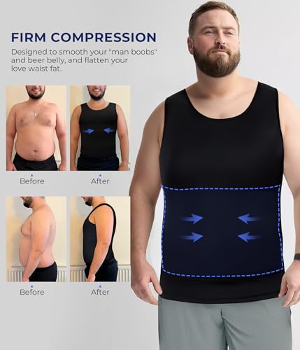 TAILONG Gynecomastia Compression Shirts for Men - Body Shaper Tank Top Sleeveless Slimming Undershirt Plus Size Shirts3