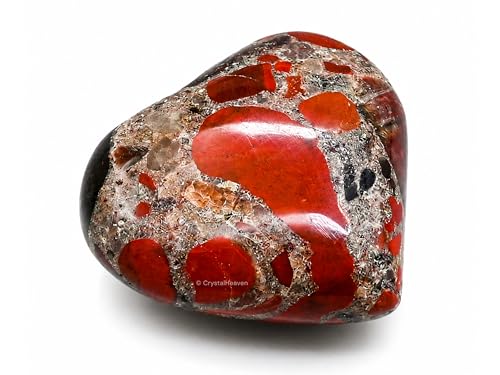 Image of Crystal Heaven Spotted Jasper Crystal Heart Palm Pebbles Stones For Anxiety Stress Relief Massage - Aaa Grade Original Healing Gemstone Agate Heart Palm Stone For Yoga Meditation Spiritual