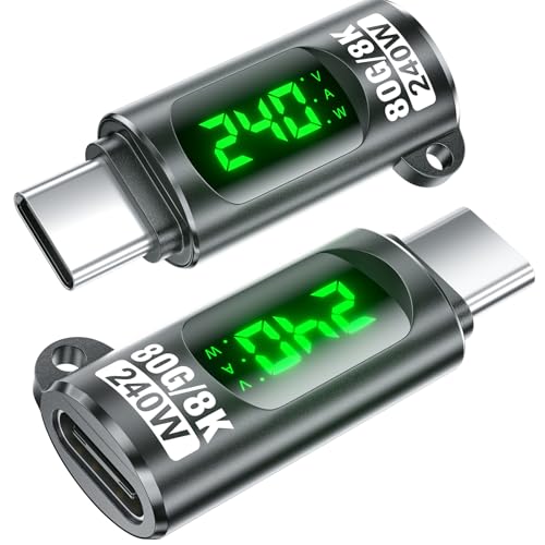 240 C adattatore misuratore di potenza tester 2 pezzi - tensione corrente di LED display digitale connettore di prolunga tipo C maschio a femmina per iPhone MacBook iPad e usb