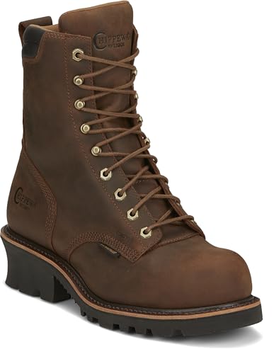 Chippewa Valdor 8 Waterproof Composite Toe Logger for Mens - Work Collection - Premium Full Grain Leather Safety Boot Heavy Duty Tan - 11 D