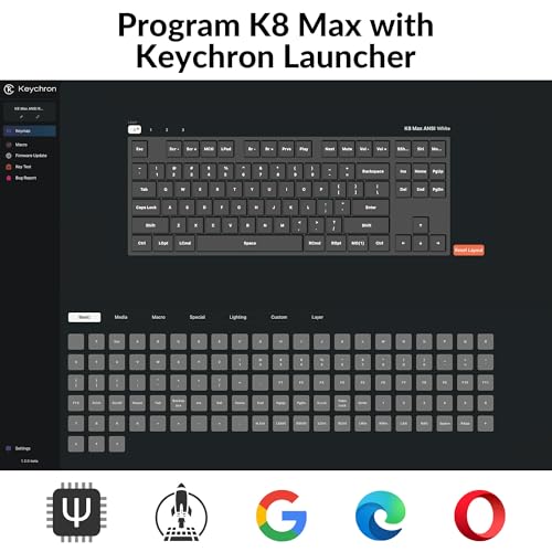 Image of Keychron K8 Max TKL Mechanical Keyboard Wireless, 87 Keys QMK 2.4 GHz /Bluetooth 5.1 /Wired Connection, White Backlit with Programmable Keychron Super Brown Switch for macOS Windows Linux