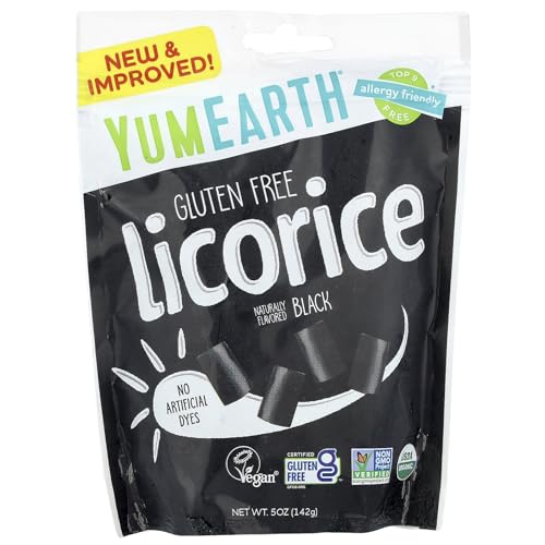 YumEarth Organic Gluten Free Black Licorice Snack Packs - Allergy Friendly, Gluten Free, Non-GMO, Vegan, No Artificial Flavors or Dyes - 5 Ounce (Pack of 1)