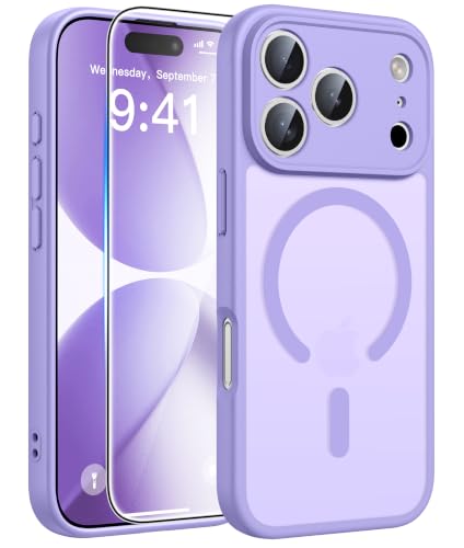 Image of FNTCASE for iPhone 17 Pro Case: Translucent Purple Slim Cases Compatible with MagSafe, Full Camera Protection & Tempered Glass Protector, 14FT Military Grade Drop Tested, Matte Skin-Friendly Cover
